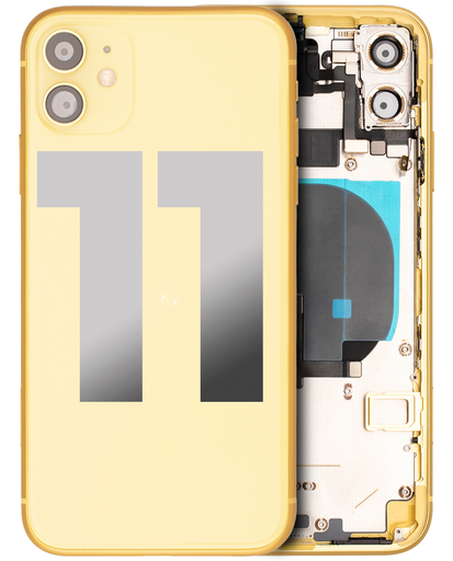 Back Housing W/ Small Components Pre-Installed Compatible For iPhone 11 (Used OEM Pull: Grade A) (Yellow)