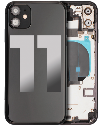 Back Housing W/ Small Components Pre-Installed Compatible For iPhone 11 (Used OEM Pull: Grade A) (Black)