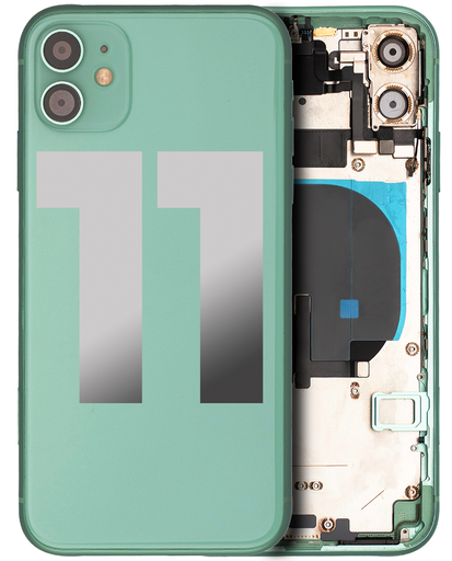 Back Housing W/ Small Components Pre-Installed Compatible For iPhone 11 (Used OEM Pull: Grade A) (Green)