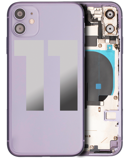Back Housing W/ Small Components Pre-Installed Compatible For iPhone 11 (Used OEM Pull: Grade A) (Purple)