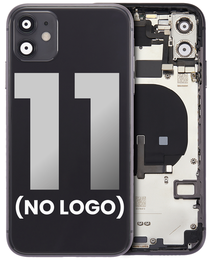 Back Housing W/ Small Components Pre-Installed Compatible For iPhone 11 (No Logo) (Aftermarket Plus) (Black)