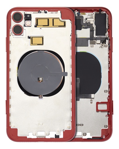 Back Housing W/ Small Components Pre-Installed (Without Back Cover) Compatible For iPhone 11 (Red)