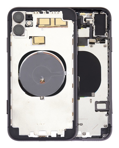 Back Housing W/ Small Components Pre-Installed (Without Back Cover) Compatible For iPhone 11 (Black)