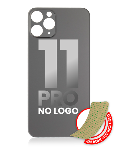 Back Glass With 3M Adhesive Compatible For iPhone 11 Pro (No Logo / Large Camera Hole) (Space Gray)