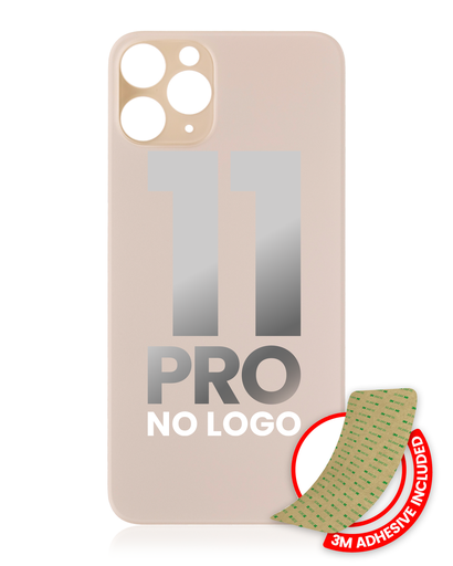 Back Glass With 3M Adhesive Compatible For iPhone 11 Pro (No Logo / Large Camera Hole) (Gold)