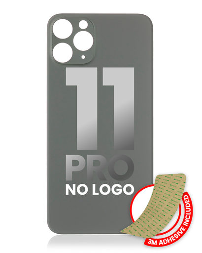Back Glass With 3M Adhesive Compatible For iPhone 11 Pro (No Logo / Large Camera Hole) (Midnight Green)