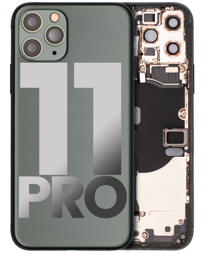 Back Housing W/ Small Components Pre-Installed Compatible For iPhone 11 Pro (Used OEM Pull: Grade C) (Matte Midnight Green)