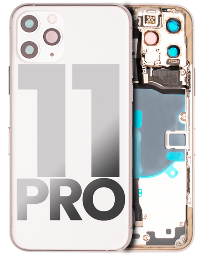 Back Housing W/ Small Components Pre-Installed Compatible For iPhone 11 Pro (Used OEM Pull: Grade C) (Matte Silver)