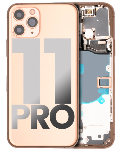 Back Housing W/ Small Components Pre-Installed Compatible For iPhone 11 Pro (Used OEM Pull: Grade C) (Matte Gold)