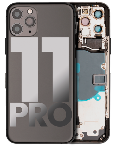 Back Housing W/ Small Components Pre-Installed Compatible For iPhone 11 Pro (Used OEM Pull: Grade C) (Matte Space Gray)