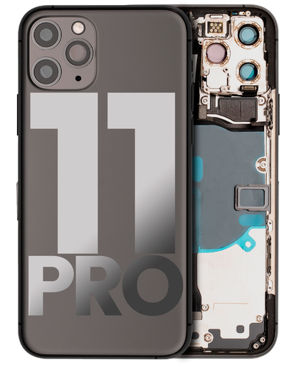 Back Housing W/ Small Components Pre-Installed Compatible For iPhone 11 Pro (Used OEM Pull: Grade B) (Matte Space Gray)