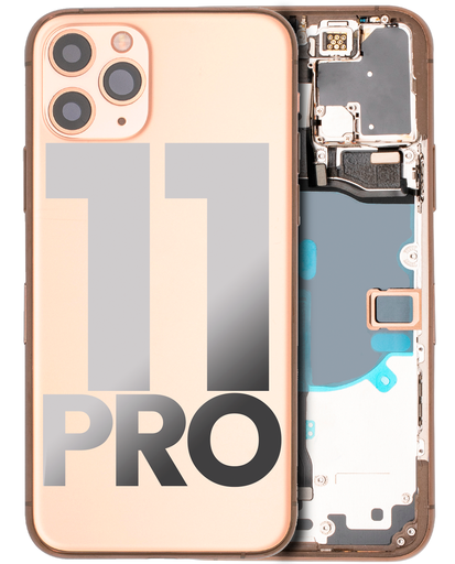 Back Housing W/ Small Components Pre-Installed Compatible For iPhone 11 Pro (Used OEM Pull: Grade B) (Gold)