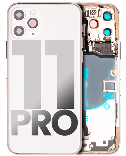 Back Housing W/ Small Components Pre-Installed Compatible For iPhone 11 Pro (Used OEM Pull: Grade B) (Silver)