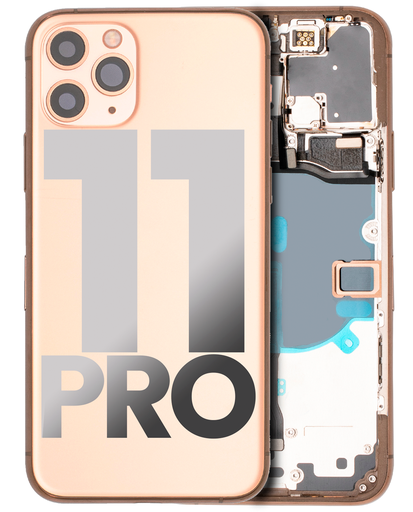 Back Housing W/ Small Components Pre-Installed Compatible For iPhone 11 Pro (Used OEM Pull: Grade A) (Matte Gold)