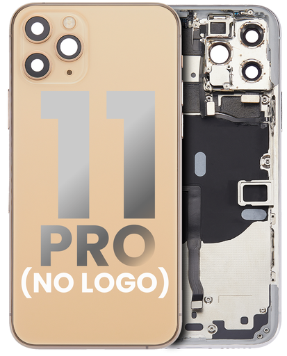 Back Housing W/ Small Components Pre-Installed Compatible For iPhone 11 Pro (No Logo) (Aftermarket Plus) (Gold)