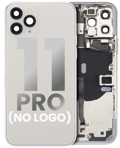 Back Housing W/ Small Components Pre-Installed Compatible For iPhone 11 Pro (No Logo) (Aftermarket Plus) (Silver)