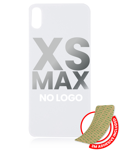 Back Glass With 3M Adhesive Compatible For iPhone XS Max (No Logo / Large Camera Hole) (Silver)