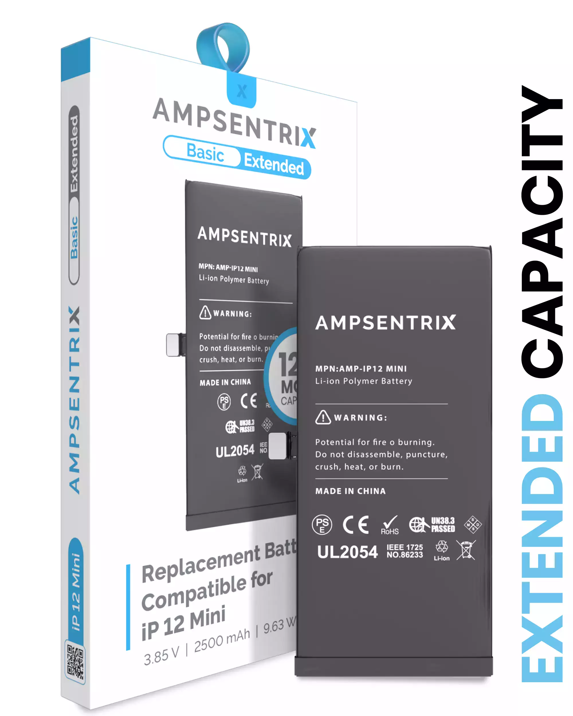 Replacement Battery Compatible For iPhone 12 Mini (AmpSentrix Basic Extended)