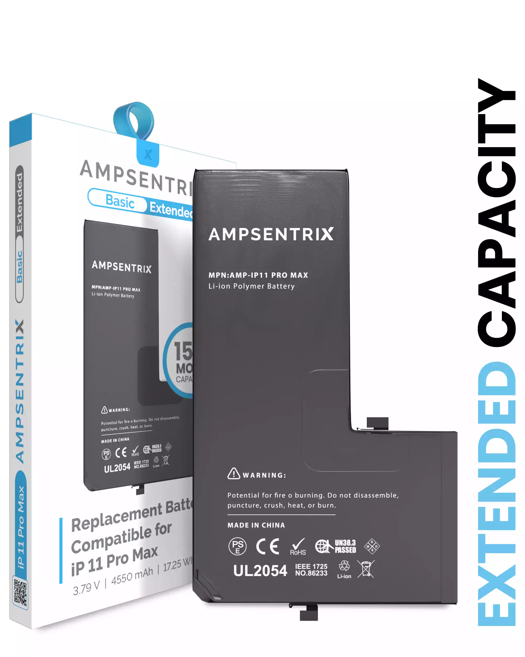 Replacement Battery Compatible For iPhone 11 Pro Max (AmpSentrix Basic Extended)