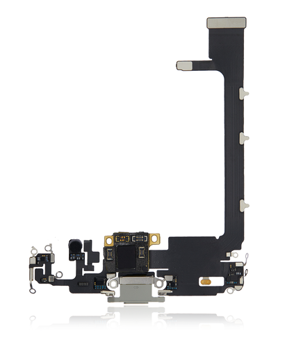 Charging Port Flex Cable With Board Compatible For iPhone 11 Pro Max (Used OEM Pull) (Silver)