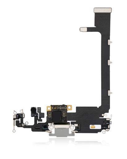 Charging Port Flex Cable With Board Compatible For iPhone 11 Pro Max (Premium) (Silver)