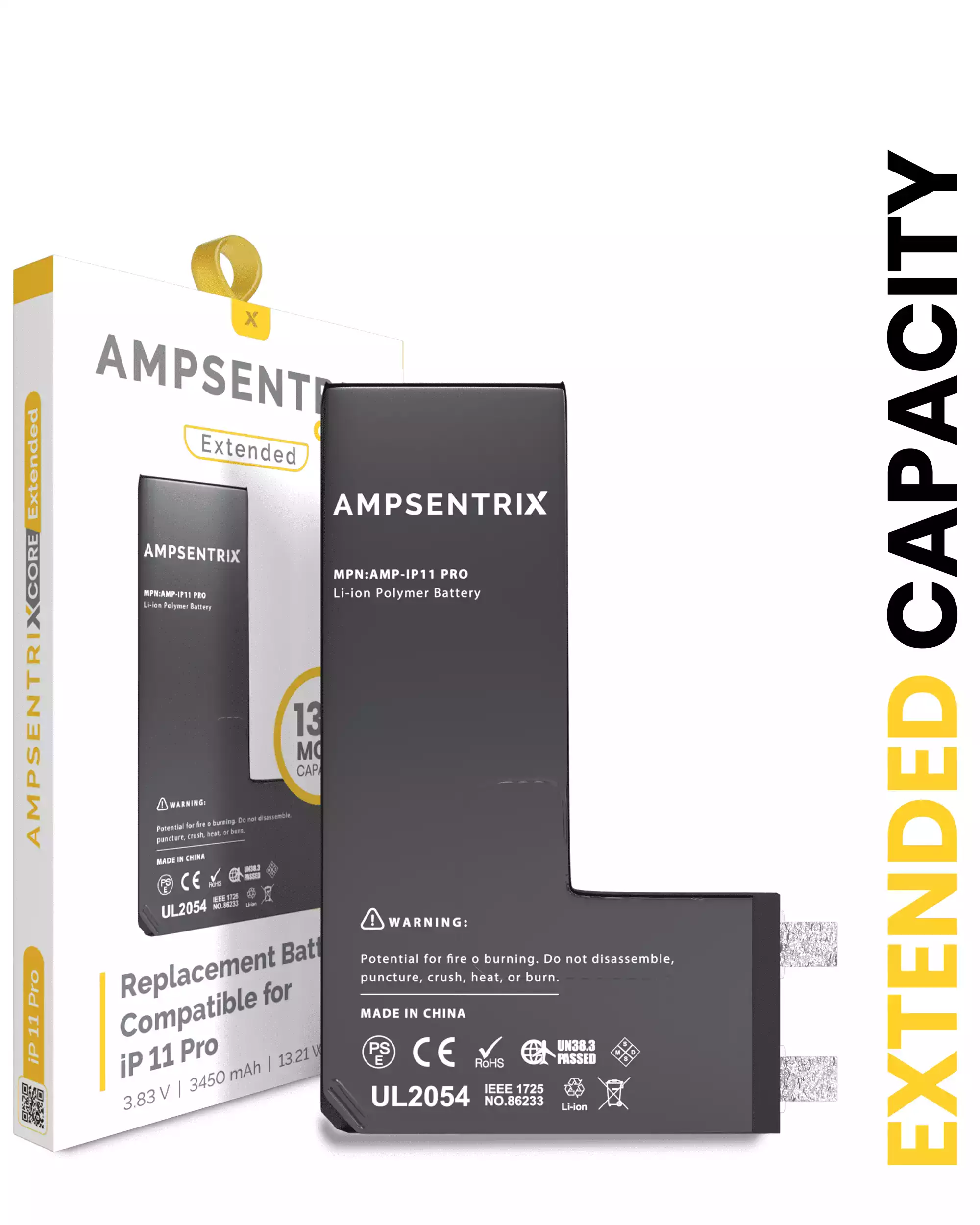 Replacement Battery Compatible For IPhone 11 Pro (Spot Welding Required) (AmpSentrix Core Extended)