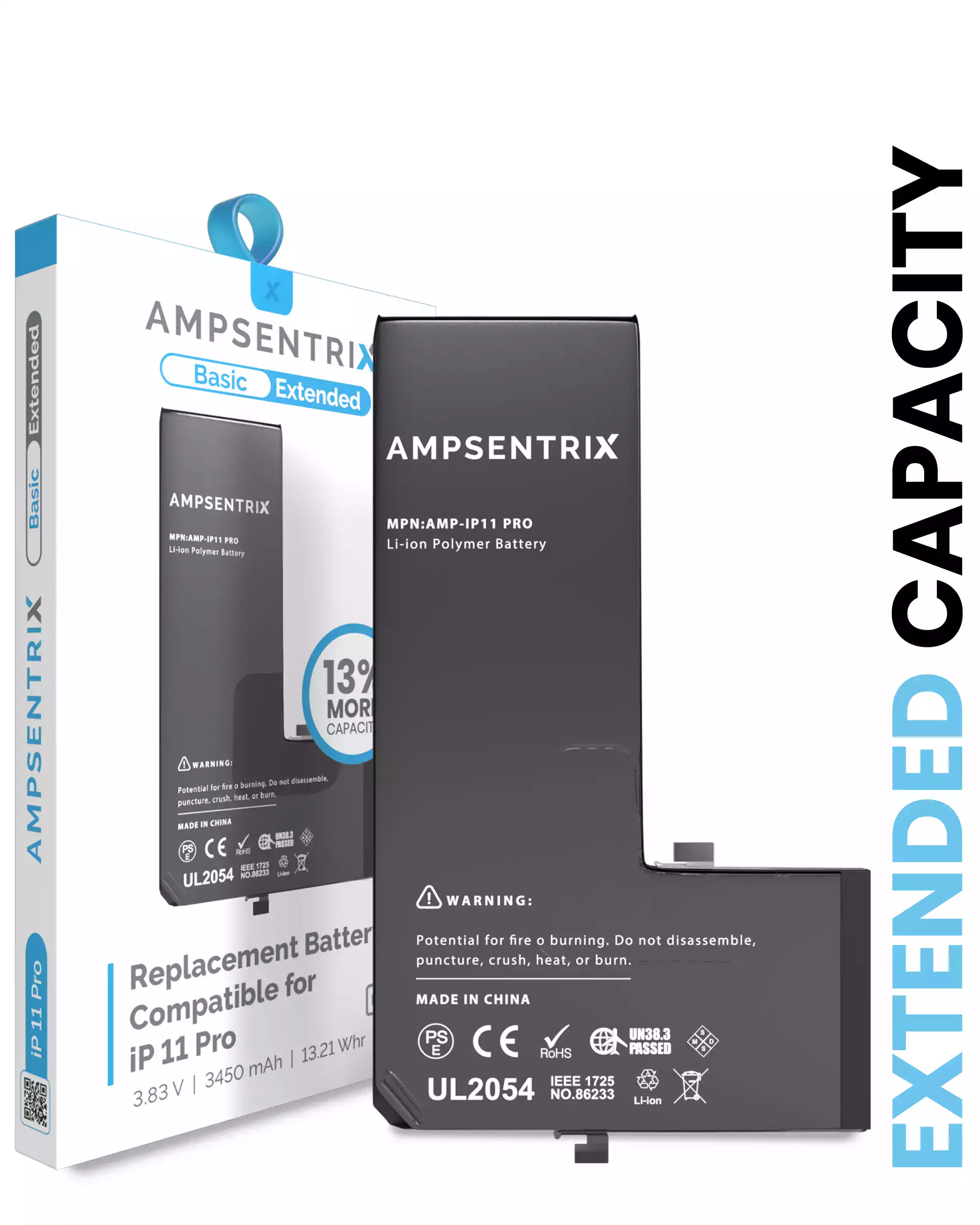 Replacement Battery Compatible For iPhone 11 Pro (AmpSentrix Basic Extended)