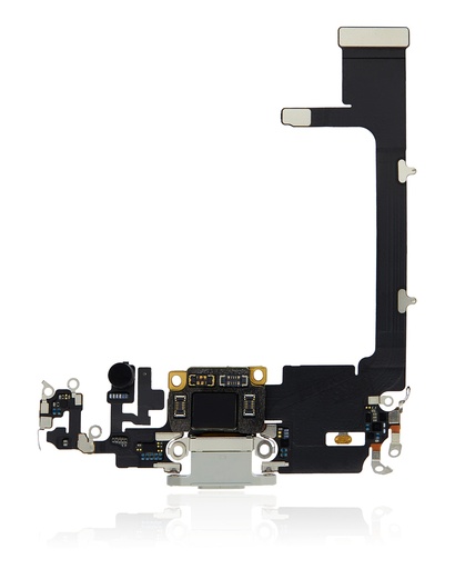 Charging Port Flex Cable With Board Compatible For iPhone 11 Pro (Used OEM Pull) (Silver)
