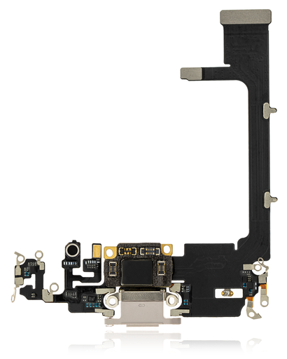 Charging Port Flex Cable With Board Compatible For iPhone 11 Pro (Aftermarket Plus) (Silver)