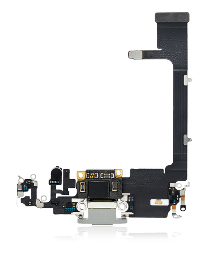 Charging Port Flex Cable With Board Compatible For iPhone 11 Pro (Premium) (Silver)