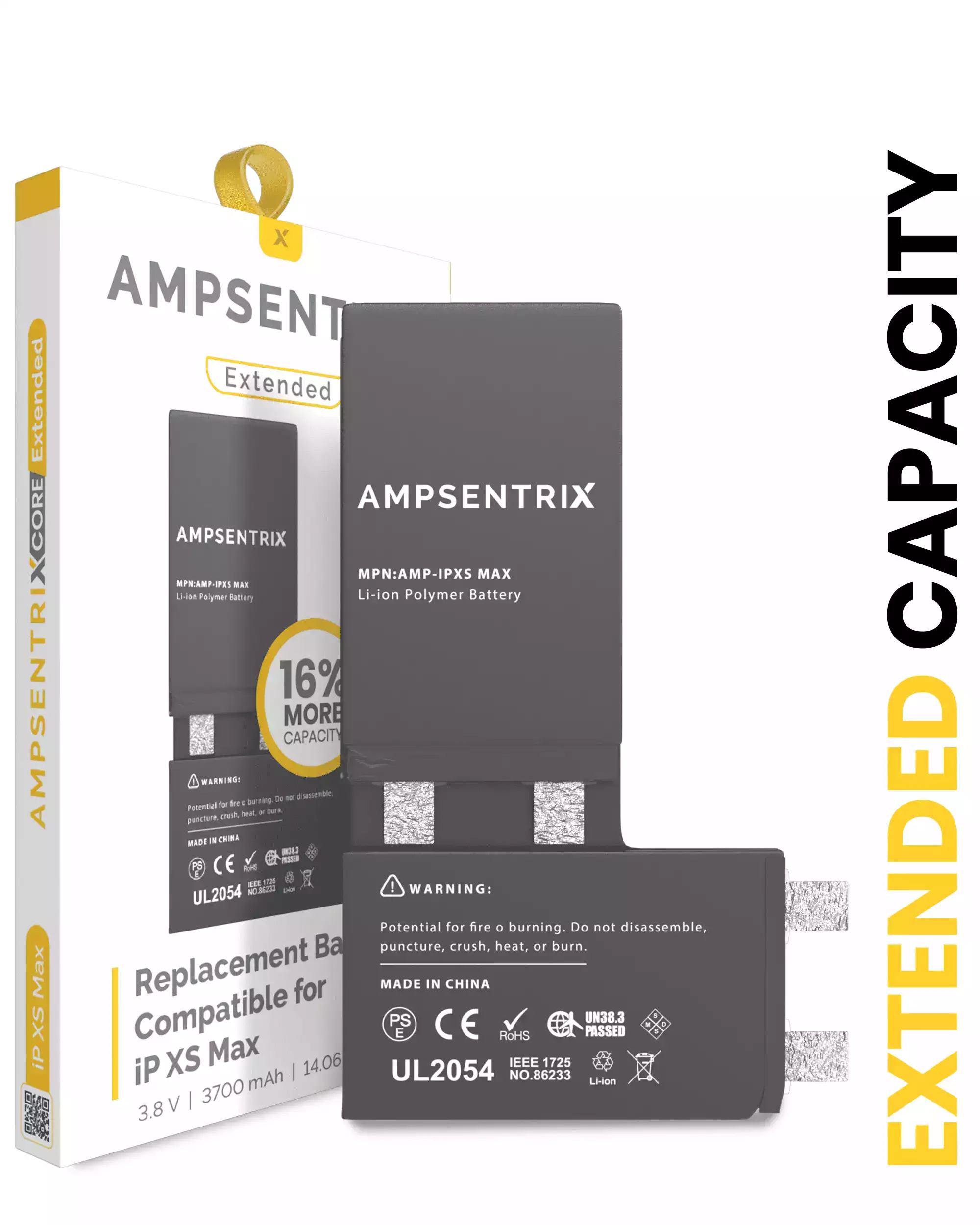 Replacement Battery Compatible For iPhone XS Max (Spot Welding Required) (AmpSentrix Core Extended)