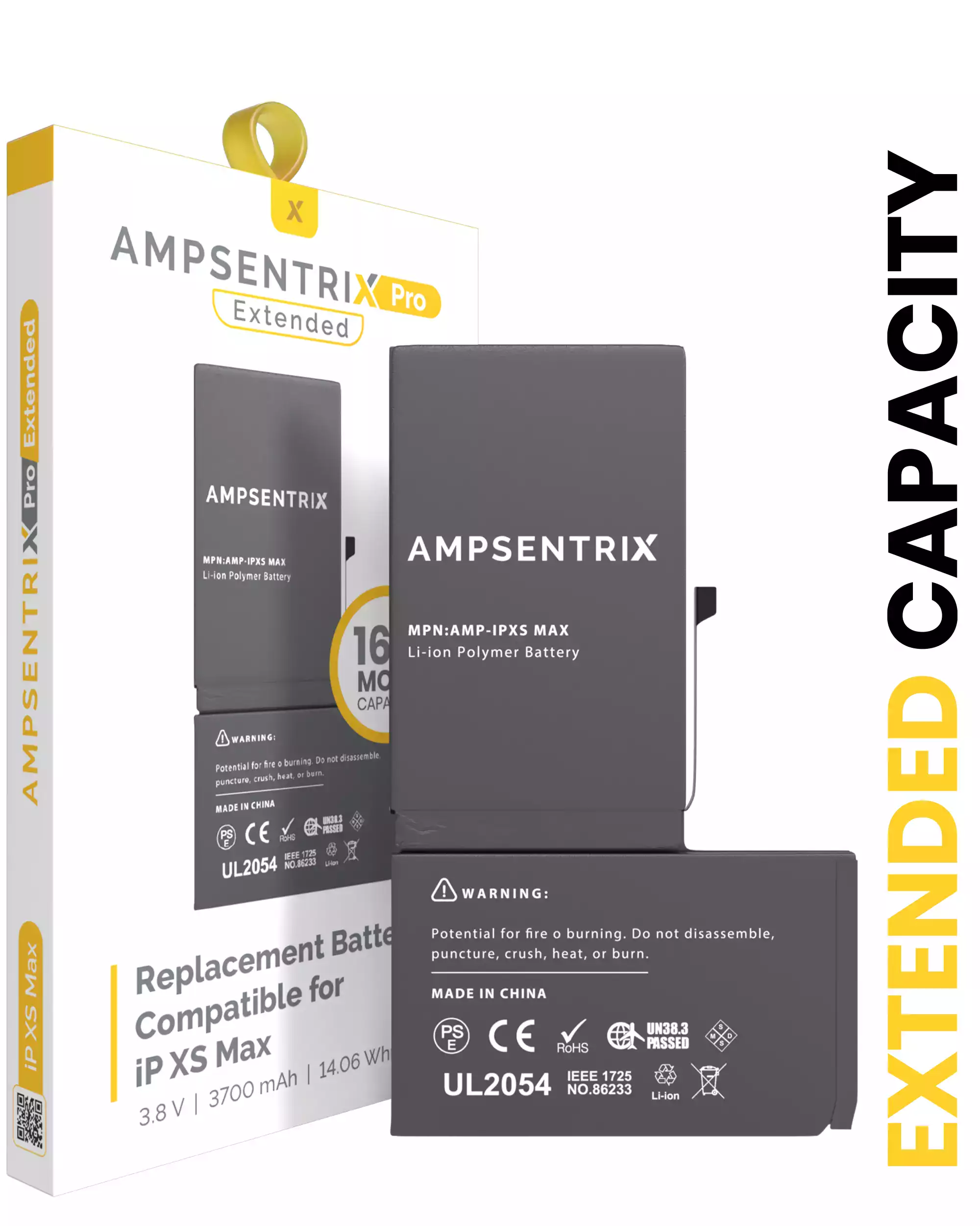 Replacement Battery Compatible For iPhone XS Max (AmpSentrix Pro Extended)