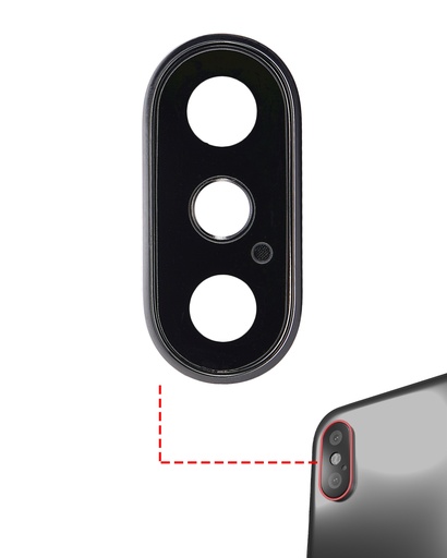 Back Camera Lens With Bracket &amp; Bezel Compatible For iPhone XS / XS Max (Aftermarket Plus) (Silver) (10 Pack)