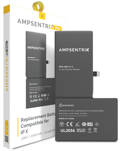 Replacement Battery Compatible For iPhone X (AmpSentrix Pro)