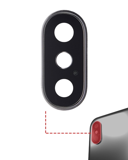 Back Camera Lens With Bracket &amp; Bezel Compatible For iPhone X (Aftermarket Plus) (Silver) (10 Pack)