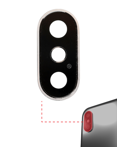 Back Camera Lens With Bracket &amp; Bezel Compatible For iPhone X (Silver)