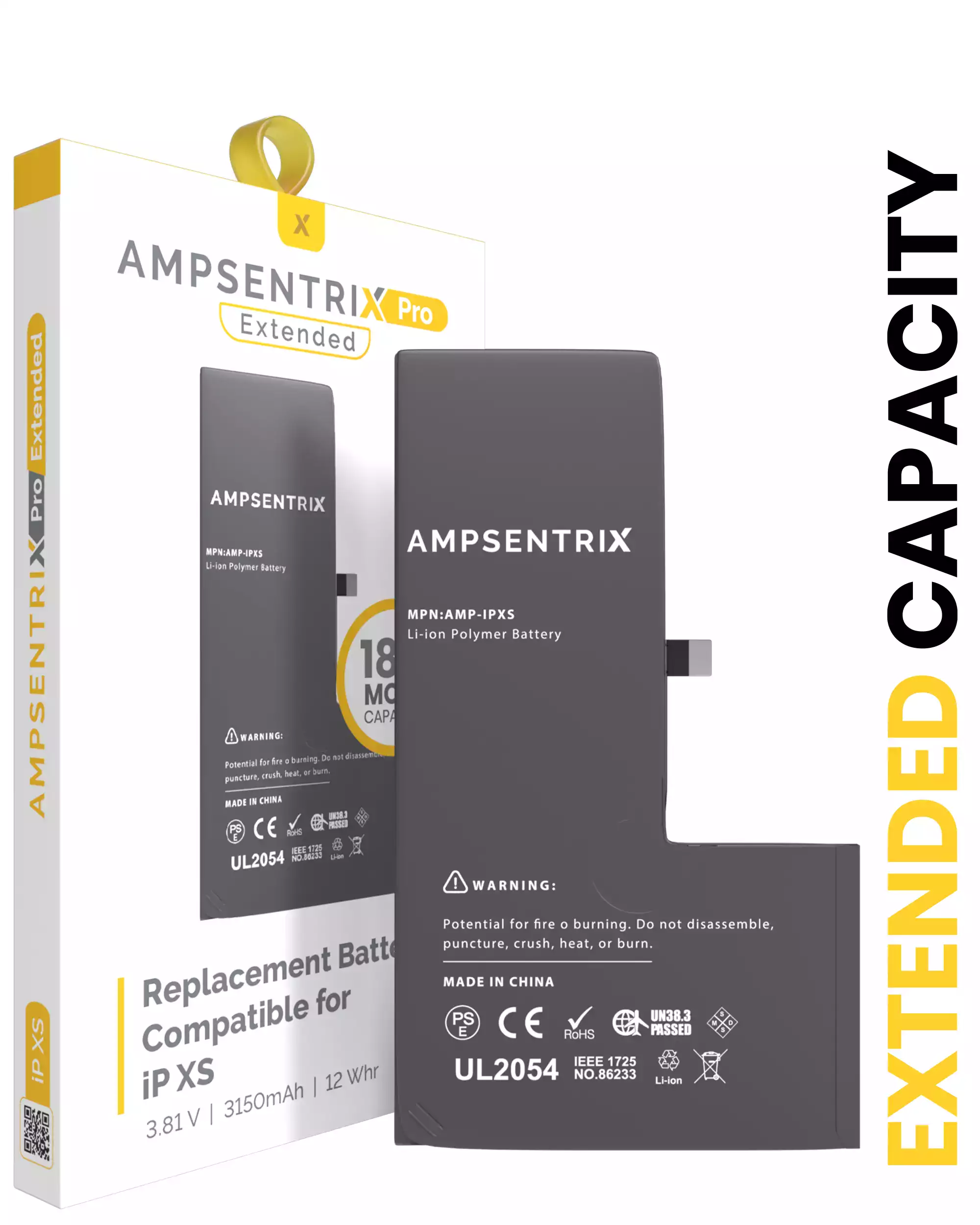 Replacement Battery Compatible For iPhone XS (AmpSentrix Pro Extended)