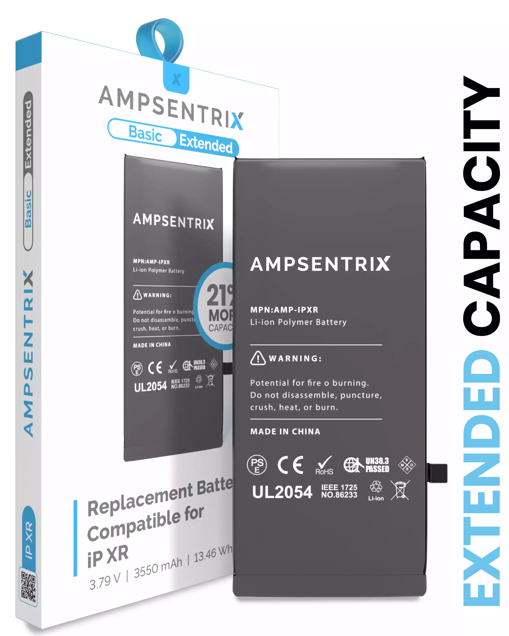 Replacement Battery Compatible For iPhone XR (AmpSentrix Basic Extended)