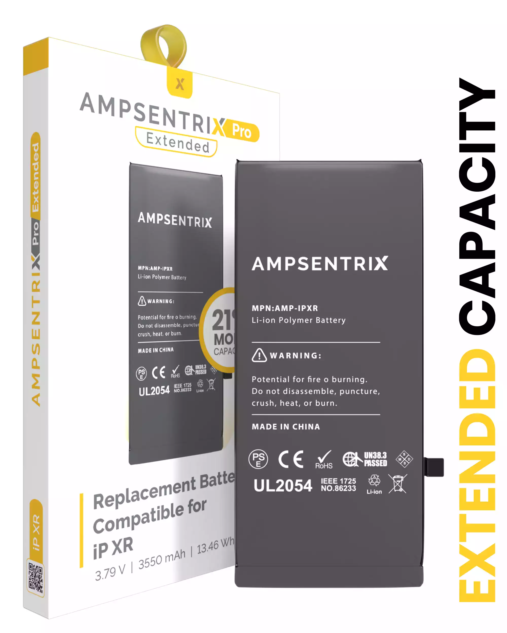 Replacement Battery Compatible For iPhone XR (AmpSentrix Pro Extended)