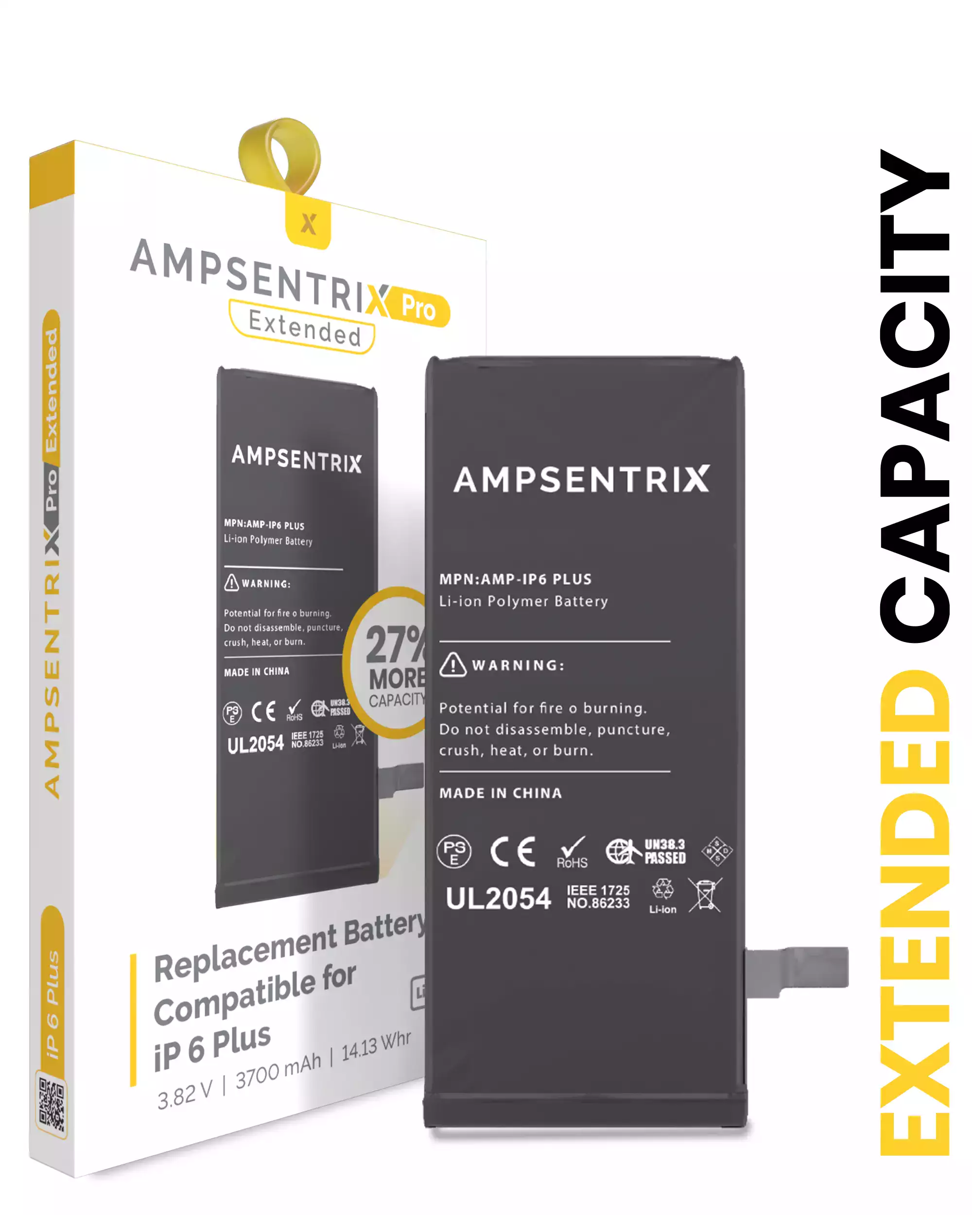 Replacement Battery Compatible For iPhone 6 Plus (AmpSentrix Pro Extended)