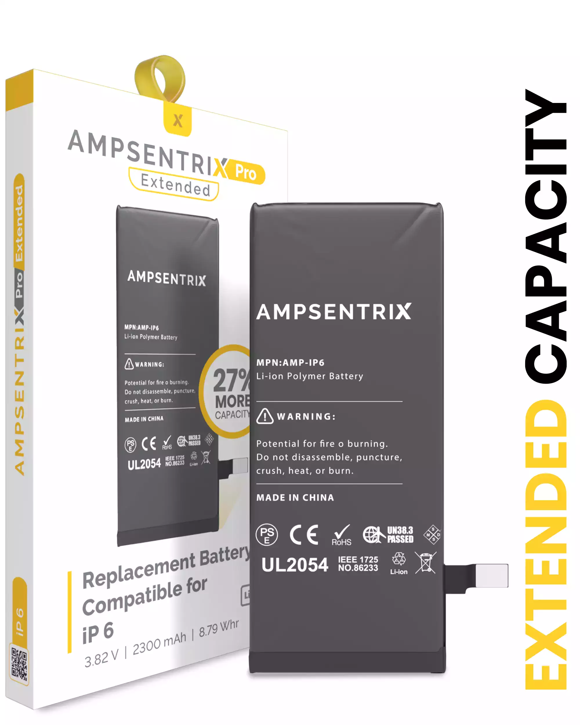 Replacement Battery Compatible For iPhone 6 (AmpSentrix Pro Extended)