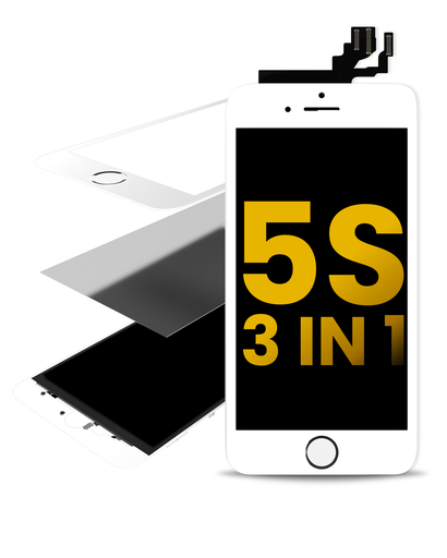 Glass With Frame &amp; OCA Pre-Installed Compatible For iPhone 5S (White) (Premium / 3 in 1) (2 Pack)