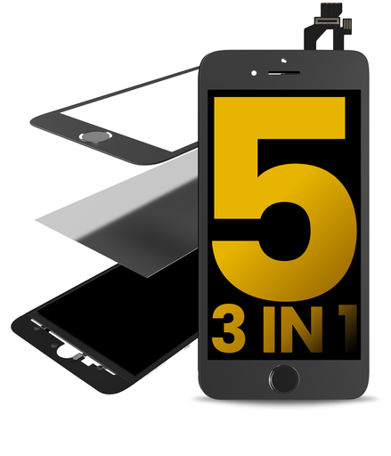 3 in 1 (Front Glass + Frame + OCA Pre-Installed) Compatible For iPhone 5 (2 Pack) (Black)