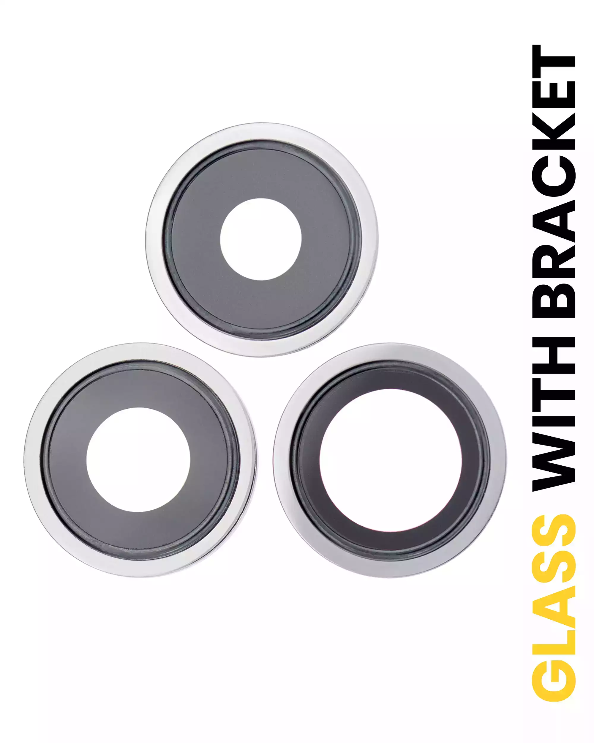 Back Camera Lens With Bracket &amp; Bezel Compatible For iPhone 13 Pro / 13 Pro Max (Silver) (Real Sapphire / Premium)