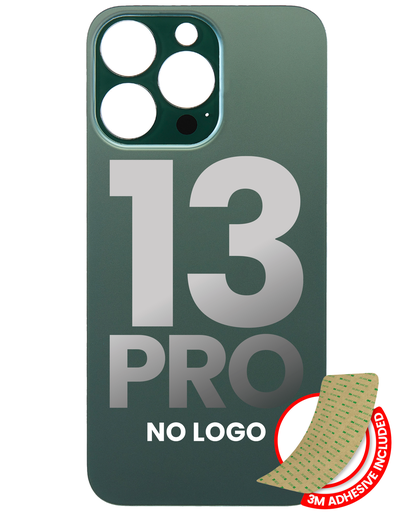 Back Glass With 3M Adhesive Compatible For iPhone 13 Pro (No Logo / Large Camera Hole) (Alpine Green)