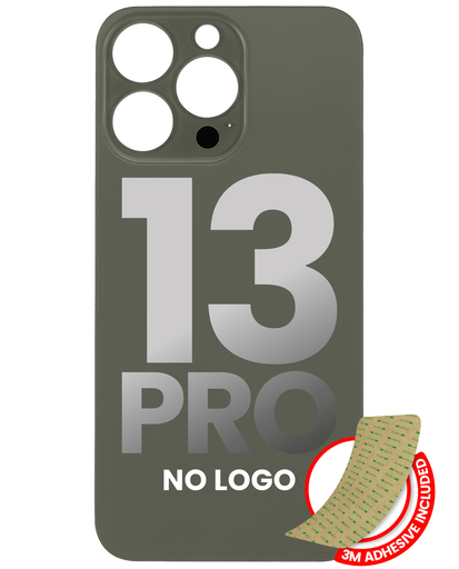 Back Glass With 3M Adhesive Compatible For iPhone 13 Pro (No Logo / Large Camera Hole) (Graphite)