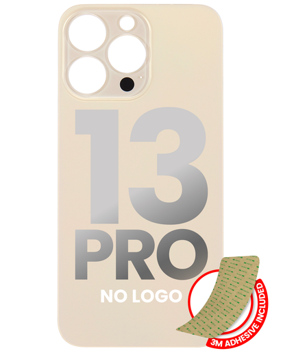 Back Glass With 3M Adhesive Compatible For iPhone 13 Pro (No Logo / Large Camera Hole) (Gold)