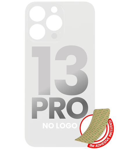 Back Glass With 3M Adhesive Compatible For iPhone 13 Pro (No Logo / Large Camera Hole) (Silver)