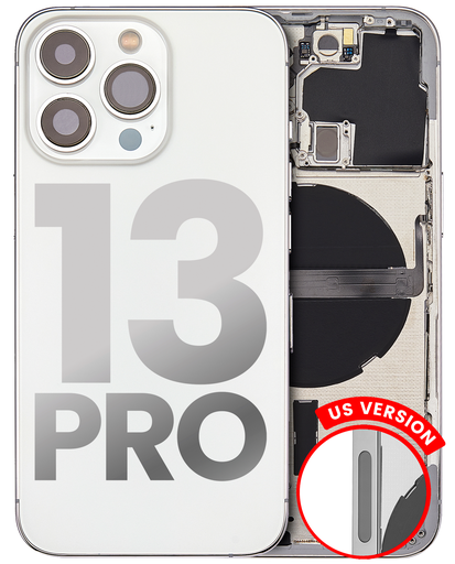 Back Housing W/ Small Components Pre-Installed Compatible For iPhone 13 Pro (US Version) (Used OEM Pull: Grade C) (Silver)