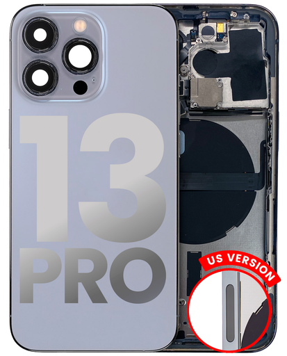 Back Housing W/ Small Components Pre-Installed Compatible For iPhone 13 Pro (US Version) (Used OEM Pull: Grade C) (Sierra Blue)